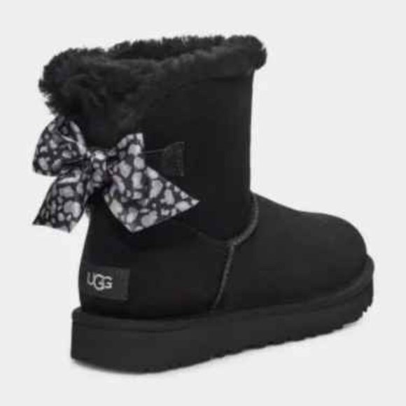 UGG Shoes - Black Women's Mini Bailey Bow Leopard